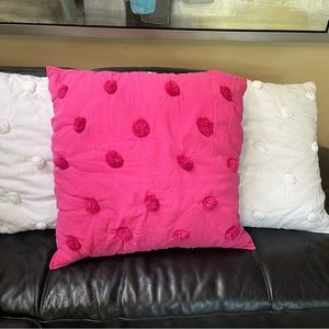 Pottery Barn Teen Pillows 26 x 7.5 inch pillows set of three, 2 white and 1 pink